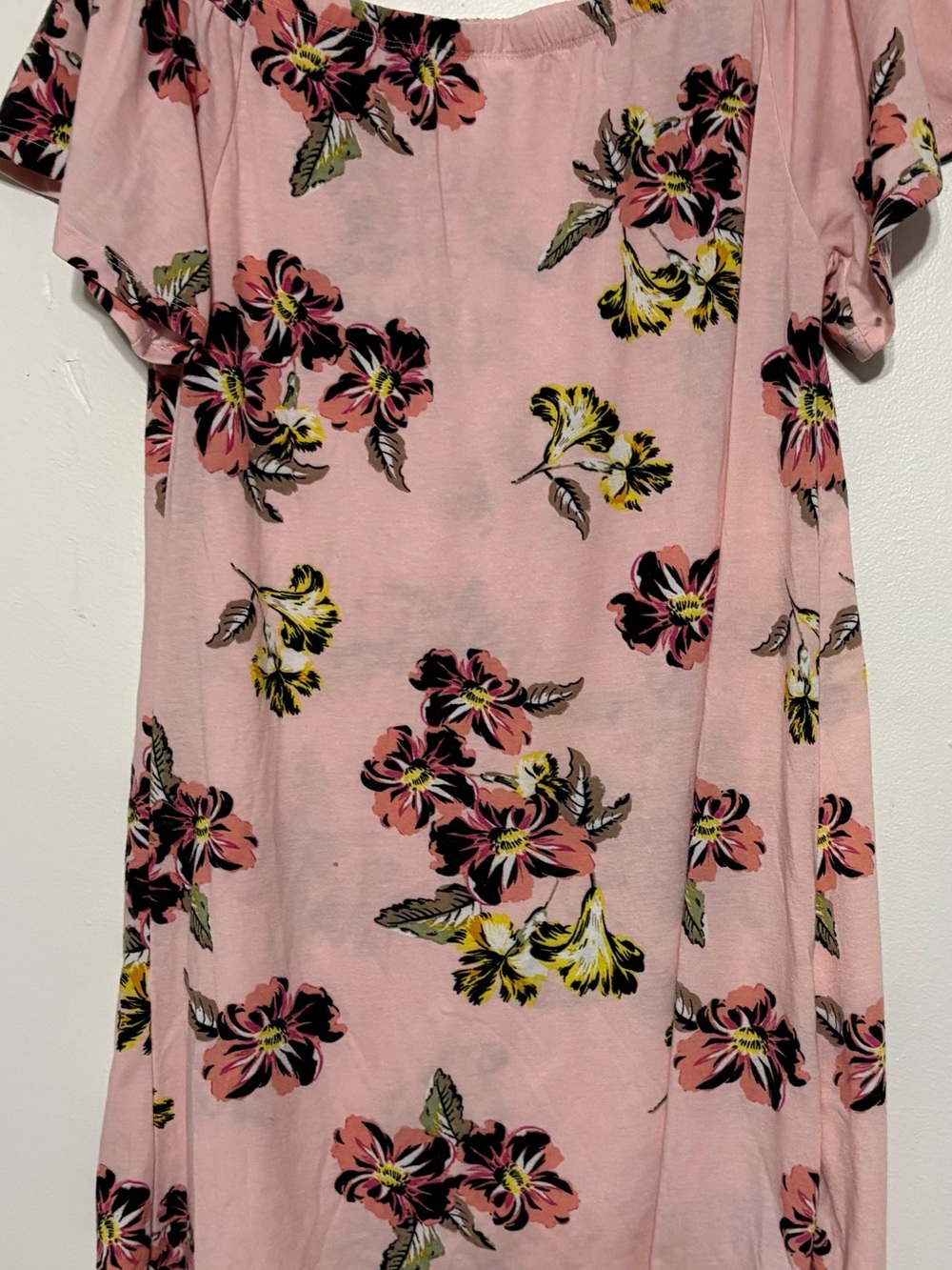 west loop Pink Floral Short-Sleeve Tunic Dress